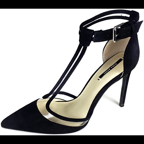 Zara Vinyl Black Court Shoe - Picture 7 of 16